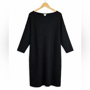 Joan Vass Black Polka Dot Textured Dress